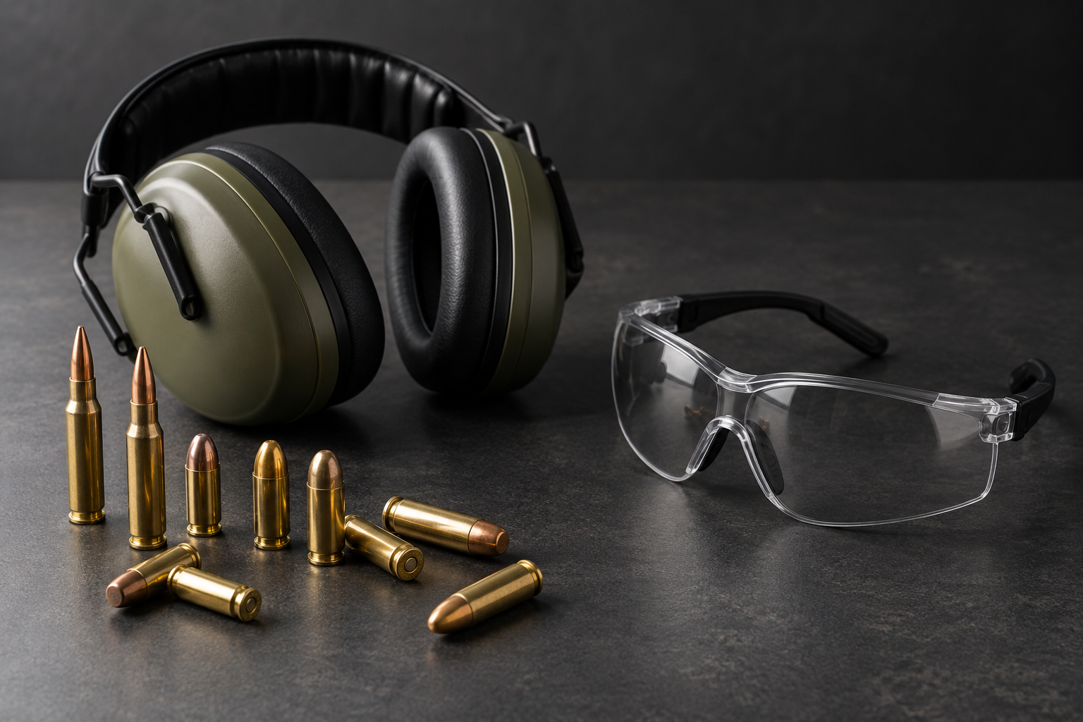 Ammunition cartridges with hearing and eye protection